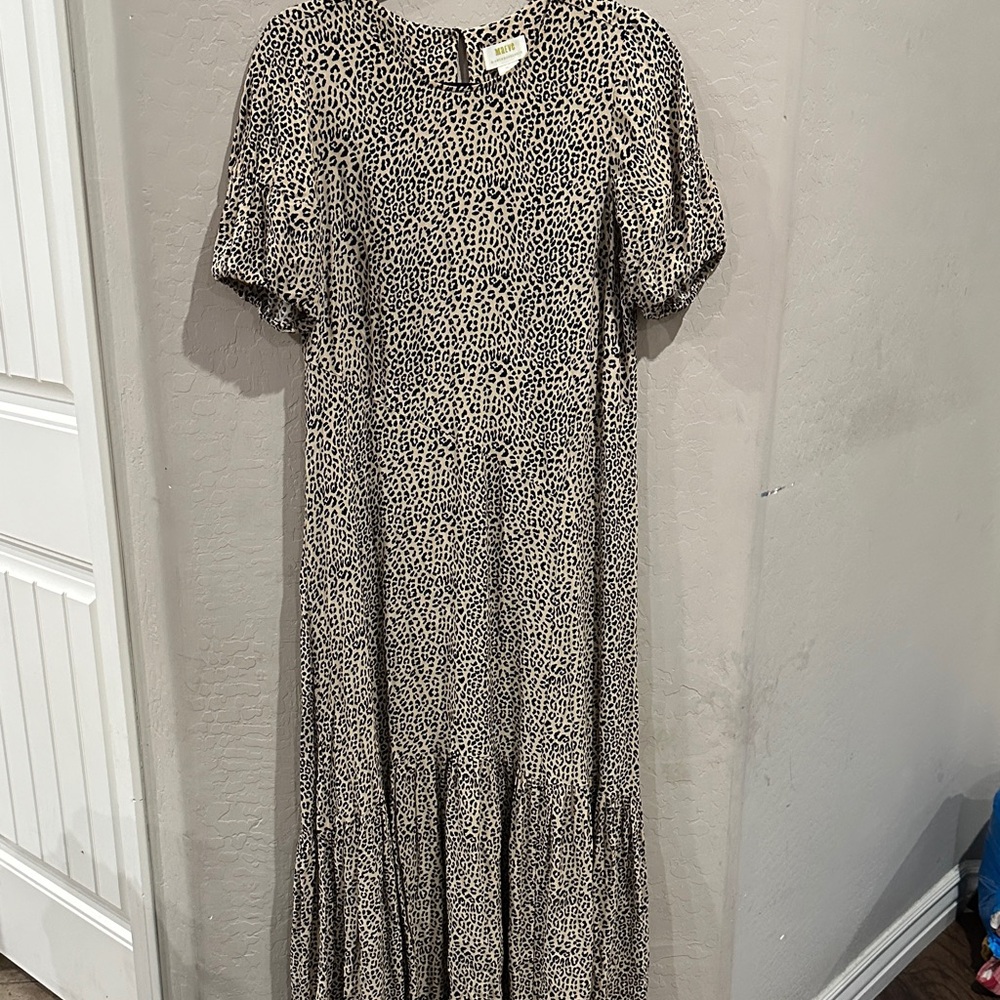 Anthropologie Animal Print Long Sleeve Dress